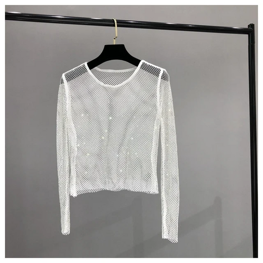 Top brillante de manga larga